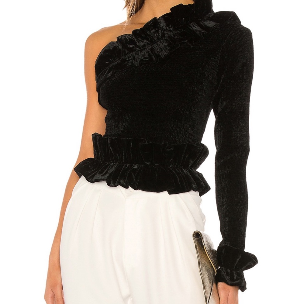 V. Chapman Messsina Black One Shoulder Blouse NWT